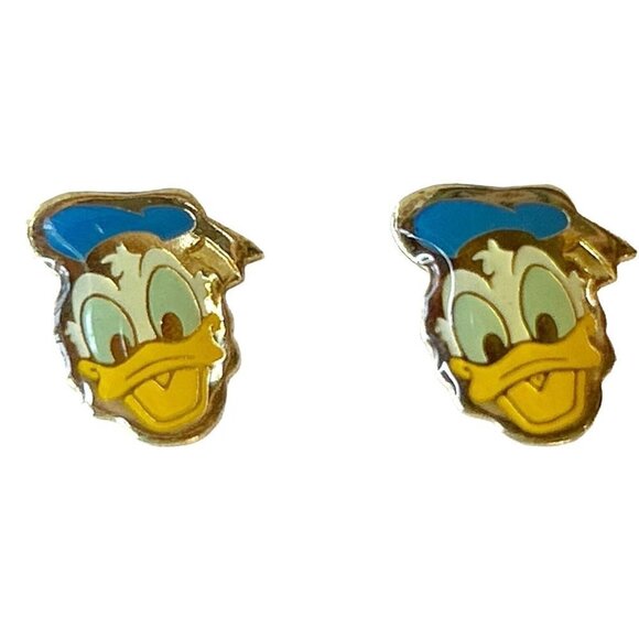 Vintage Disney Parks Donald Duck Enamel Post Pierced Earrings Animation Cartoon - Picture 1 of 4